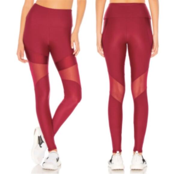 Onzie Royal Mesh Leggings in Burgundy Red - Picture 1 of 5